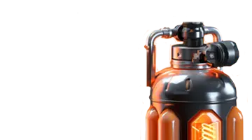 Изображение футуристической канистры с топливом, символизирующее энергию и усиление приветственного бонуса в Казино AUF.